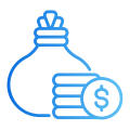 Bag of money and coins representing superannuation, investing, and wealth creation services.